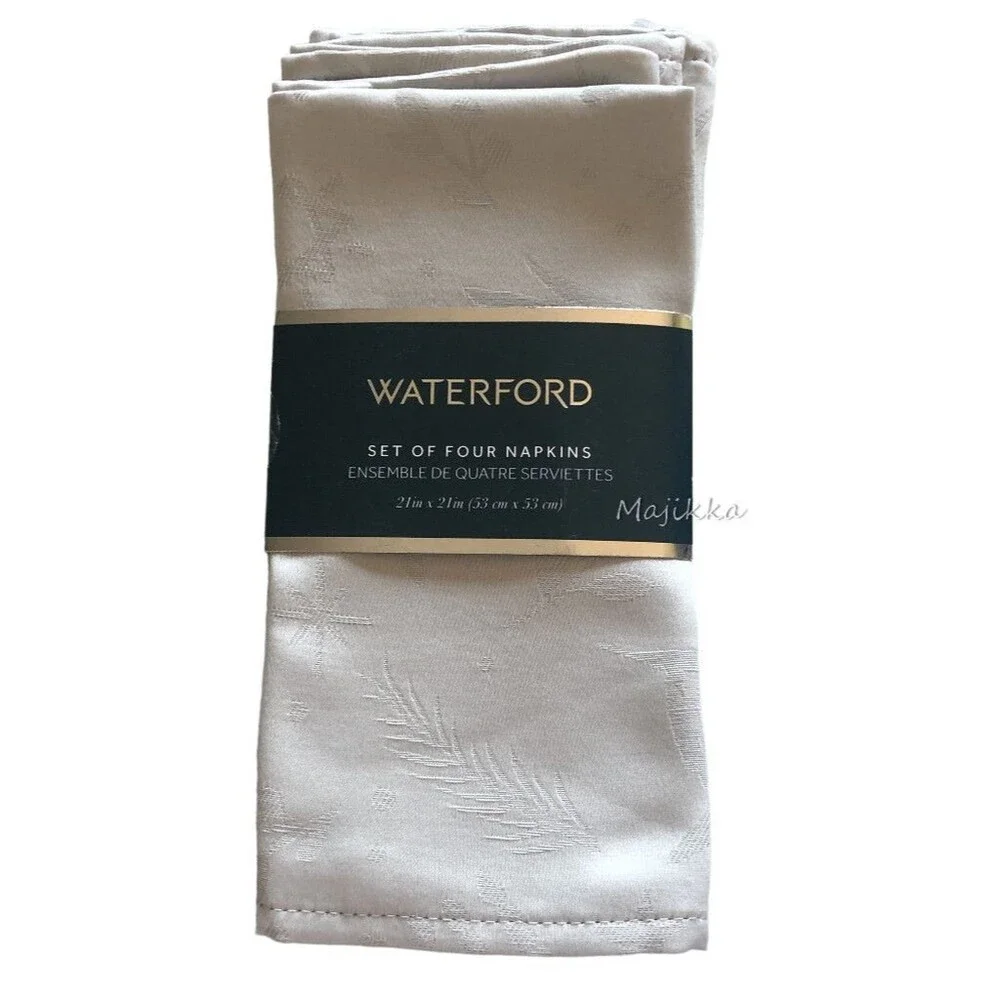 Waterford Hanukkah Menorah Fabric Napkins Luxury Gray Jacquard 21x21
